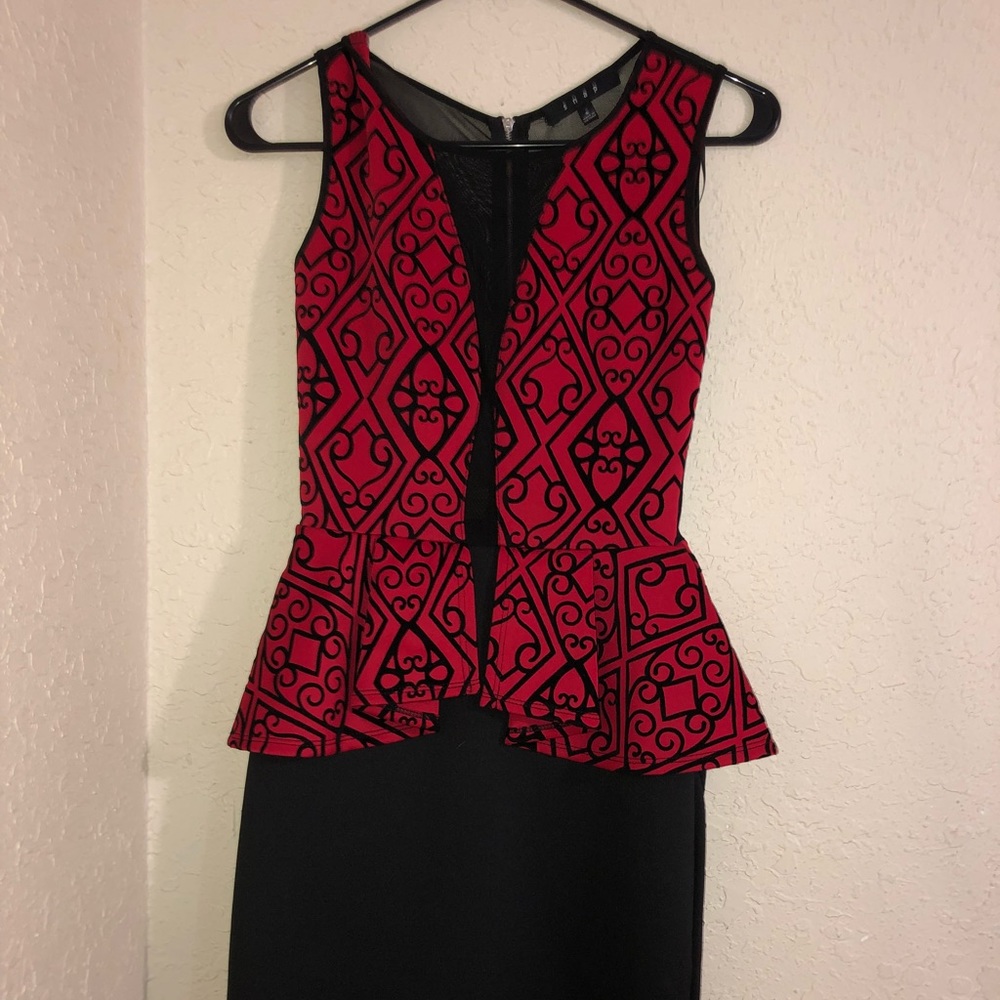 Red & Black Peplum Dress